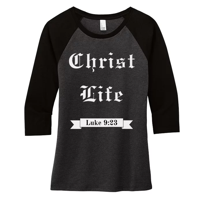 Christ Life Premium Women's Tri-Blend 3/4-Sleeve Raglan Shirt