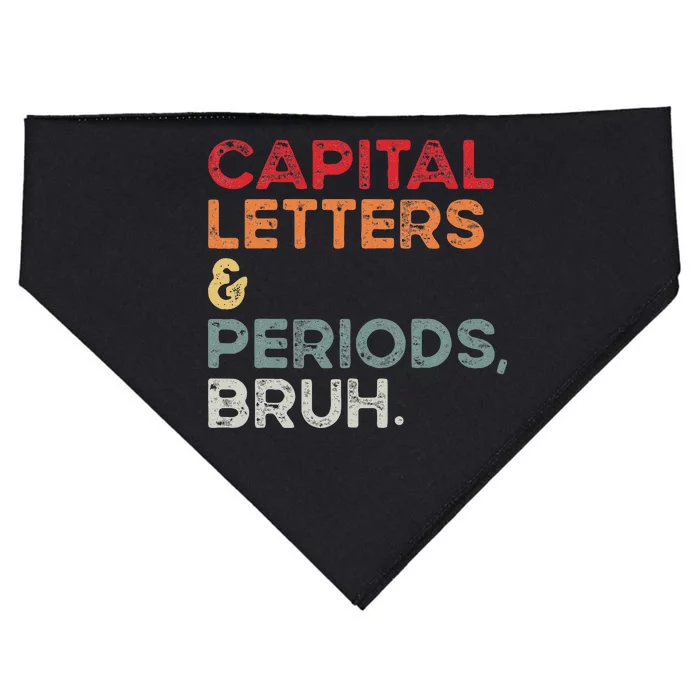 Capital Letters & Periods Bruh Funny Retro English Teacher USA-Made Doggie Bandana