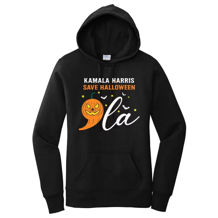 Comma +  La Pumpkin Kamala Harris Save Halloween 2024 Women's Pullover Hoodie