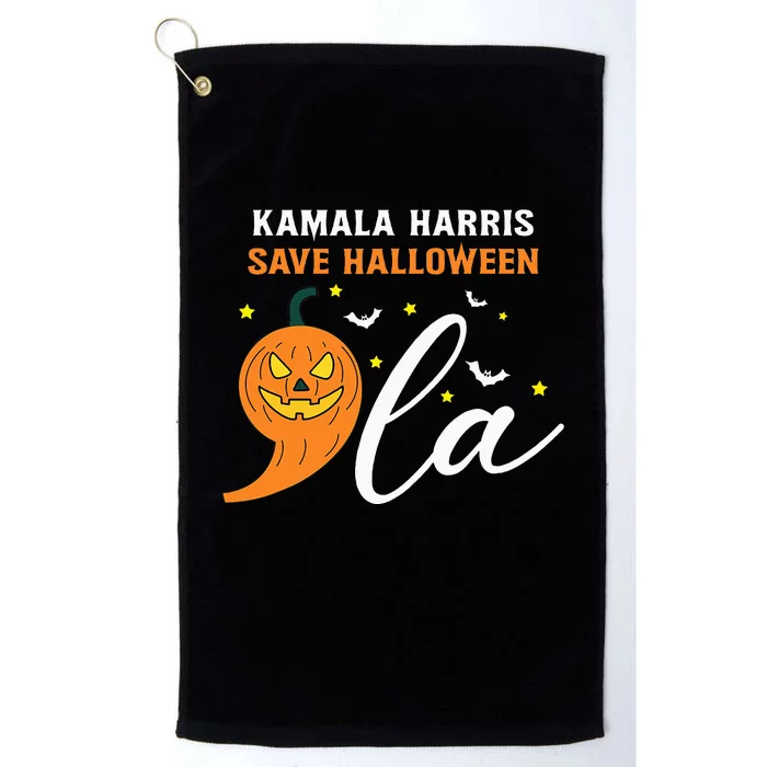 Comma +  La Pumpkin Kamala Harris Save Halloween 2024 Platinum Collection Golf Towel