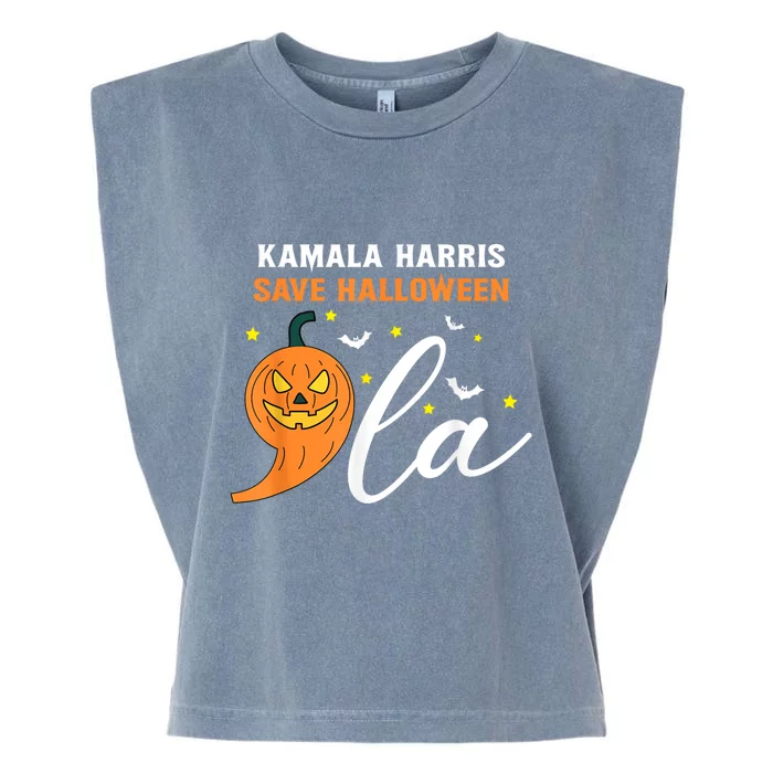 Comma La Pumpkin Kamala Harris Save Halloween 2024 Garment-Dyed Women's Muscle Tee