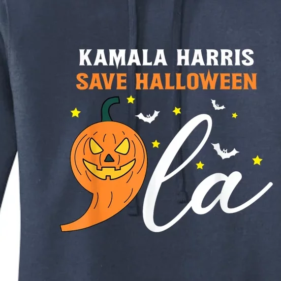 Comma La Pumpkin Kamala Harris Save Halloween 2024 Women's Pullover Hoodie