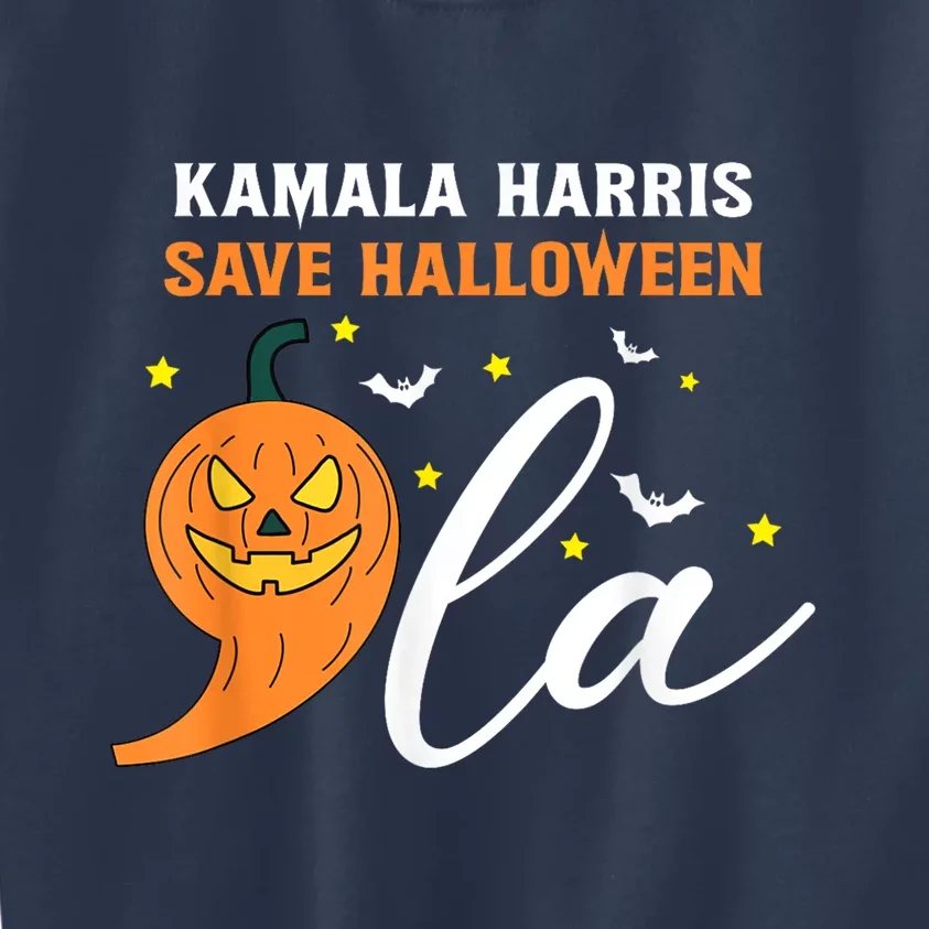 Comma La Pumpkin Kamala Harris Save Halloween 2024 Kids Sweatshirt