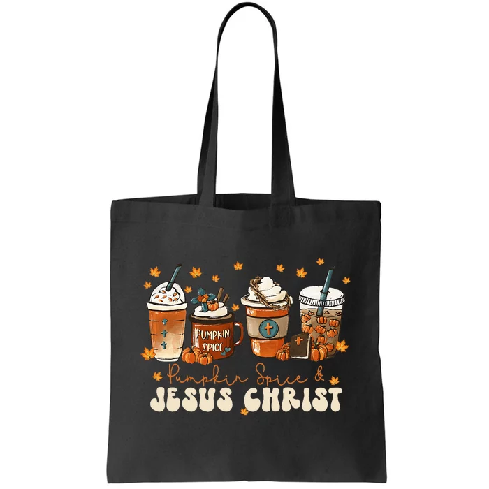 Coffee Latte Pumpkin Spice Jesus Christ Thanksgiving Fall Tote Bag