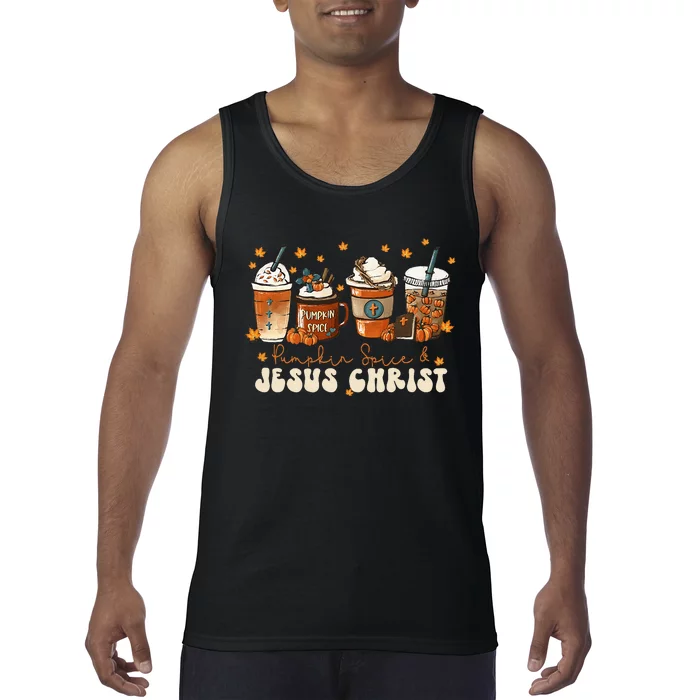 Coffee Latte Pumpkin Spice Jesus Christ Thanksgiving Fall Tank Top