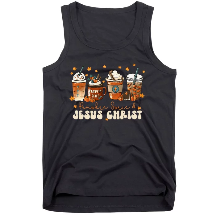 Coffee Latte Pumpkin Spice Jesus Christ Thanksgiving Fall Tank Top