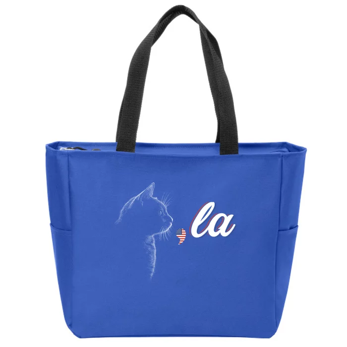 Comma La Patriot Cat Lover For Harris Walz 2024 Cool Gift Zip Tote Bag