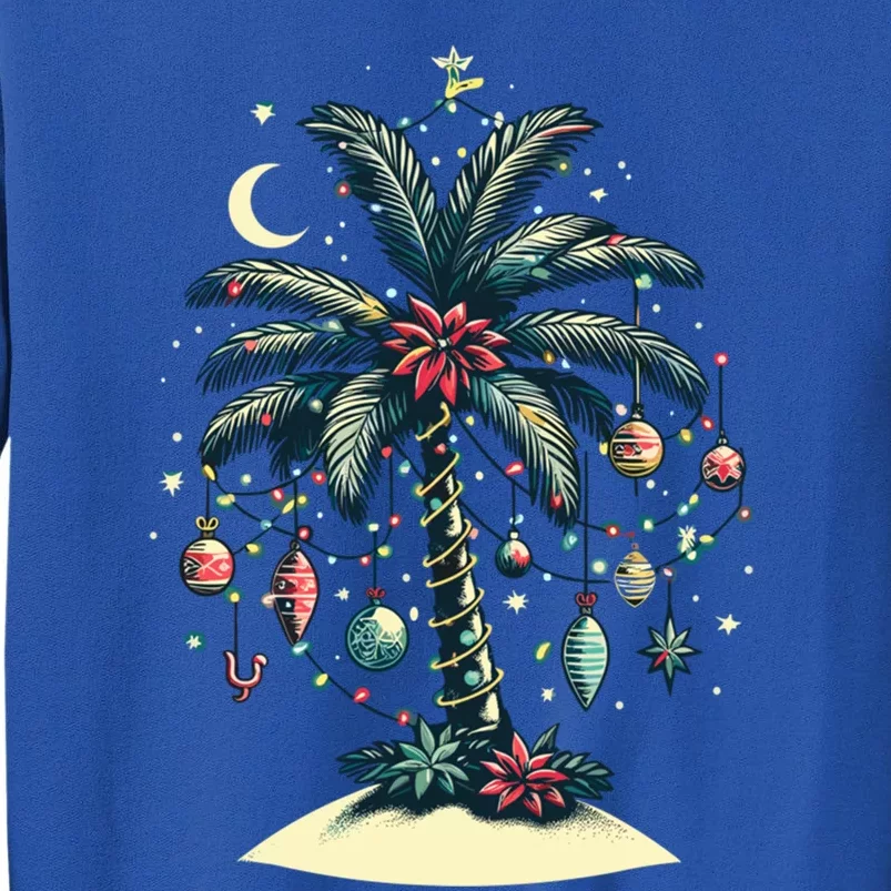 Christmas Lights Palm Tree Beach Funny Tropical Xmas Gift Tall Sweatshirt