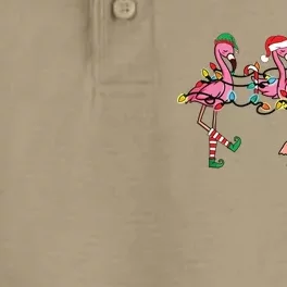 Christmas Lights Pink Flamingo Santa Hat Holiday Xmas Dry Zone Grid Performance Polo