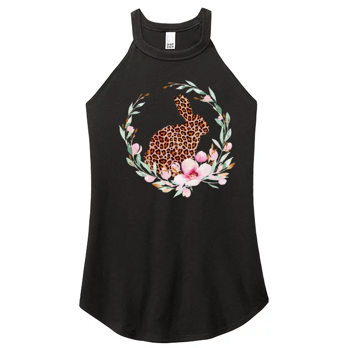 Cute Leopard Pattern Happy Easter Bunny Women’s Perfect Tri Rocker Tank