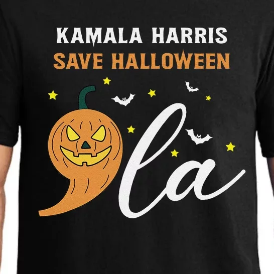 Comma + La Pumpkin Kamala Harris Save Halloween 2024 Pajama Set