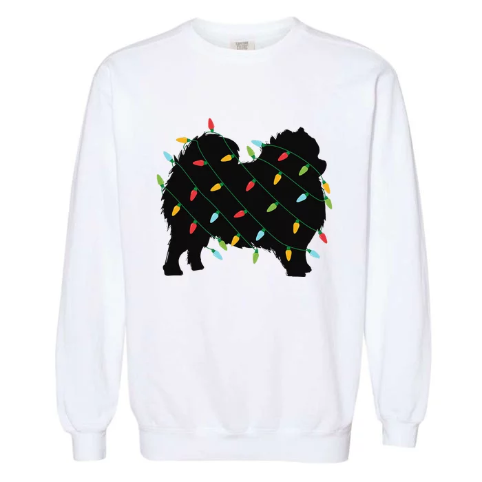 Christmas Lights Pomeranian Cute Gift for Dog Lovers Garment-Dyed Sweatshirt