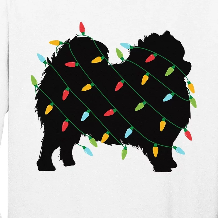 Christmas Lights Pomeranian Cute Gift for Dog Lovers Long Sleeve Shirt