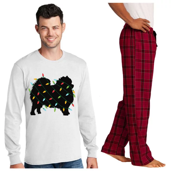 Christmas Lights Pomeranian Cute Gift for Dog Lovers Long Sleeve Pajama Set