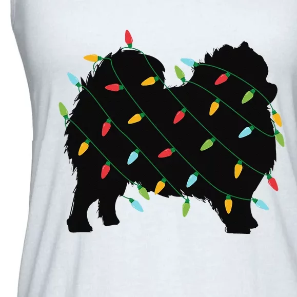 Christmas Lights Pomeranian Cute Gift for Dog Lovers Ladies Essential Flowy Tank