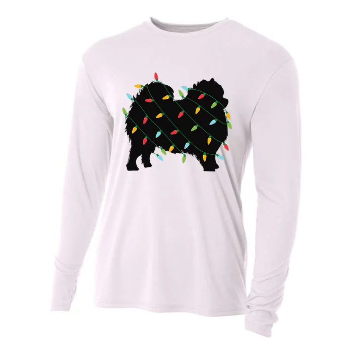 Christmas Lights Pomeranian Cute Gift for Dog Lovers Cooling Performance Long Sleeve Crew