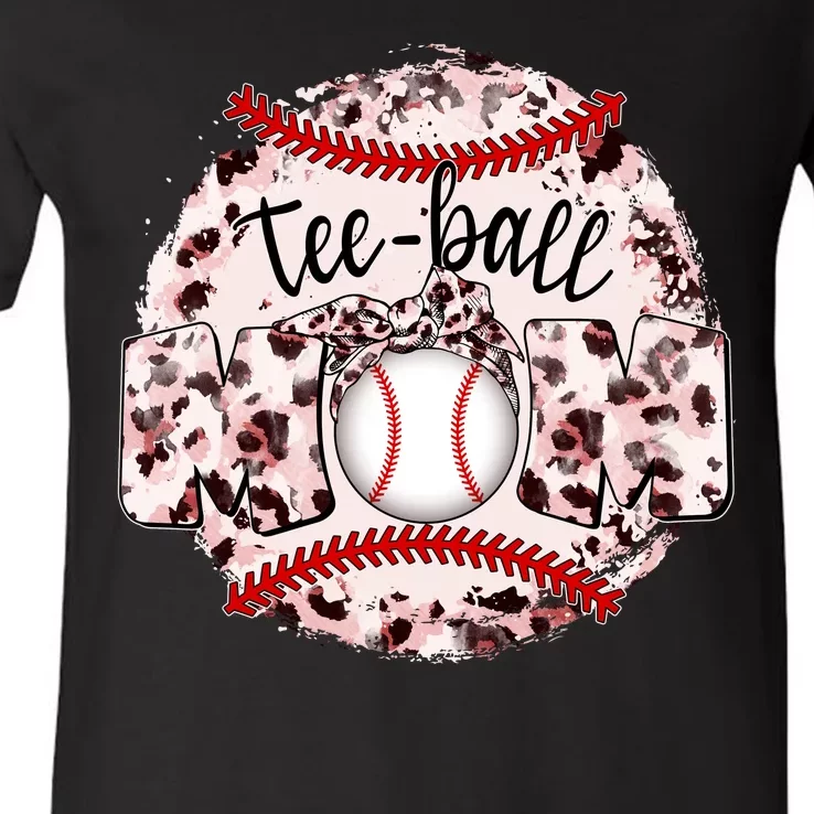 Cute Leopard Print Tee Ball Mom V-Neck T-Shirt