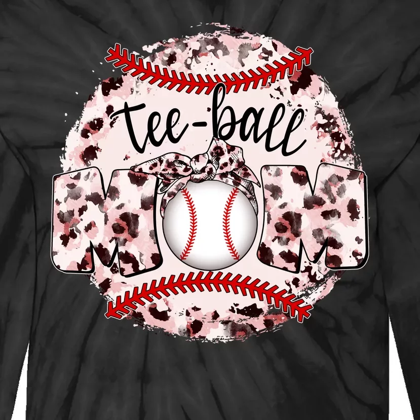 Cute Leopard Print Tee Ball Mom Tie-Dye Long Sleeve Shirt