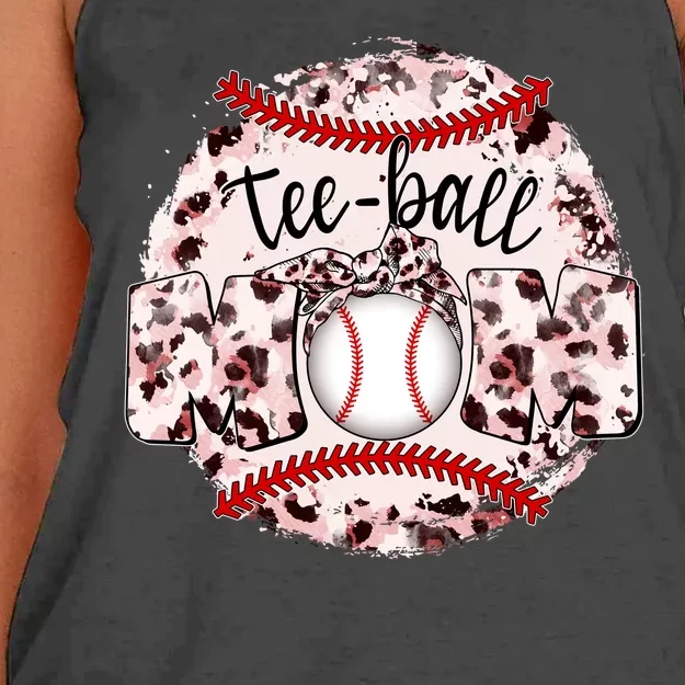 Cute Leopard Print Tee Ball Mom Women's Knotted Racerback Tank