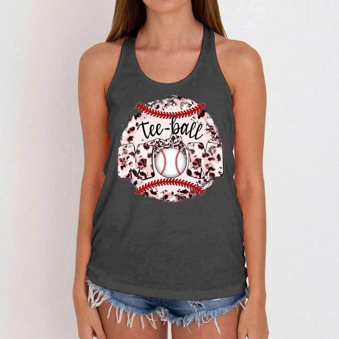 Cute Leopard Print Tee Ball Mom Women's Knotted Racerback Tank