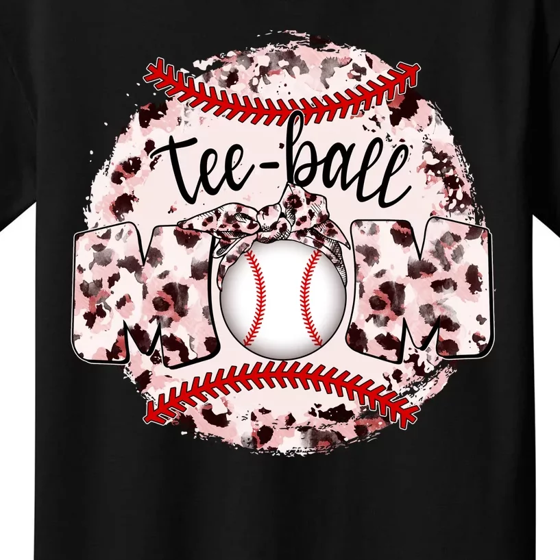 Cute Leopard Print Tee Ball Mom Kids T-Shirt