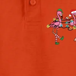 Christmas Lights Pink Flamingo Santa Hat Holiday Xmas Dry Zone Grid Performance Polo