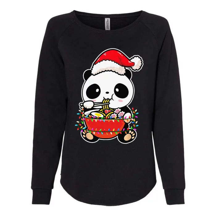 Christmas Lights Panda Wearing Xmas Hat Kawaii Panda Lover Womens California Wash Sweatshirt