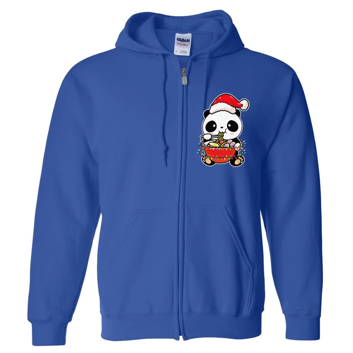 Christmas Lights Panda Wearing Xmas Hat Kawaii Panda Lover Full Zip Hoodie