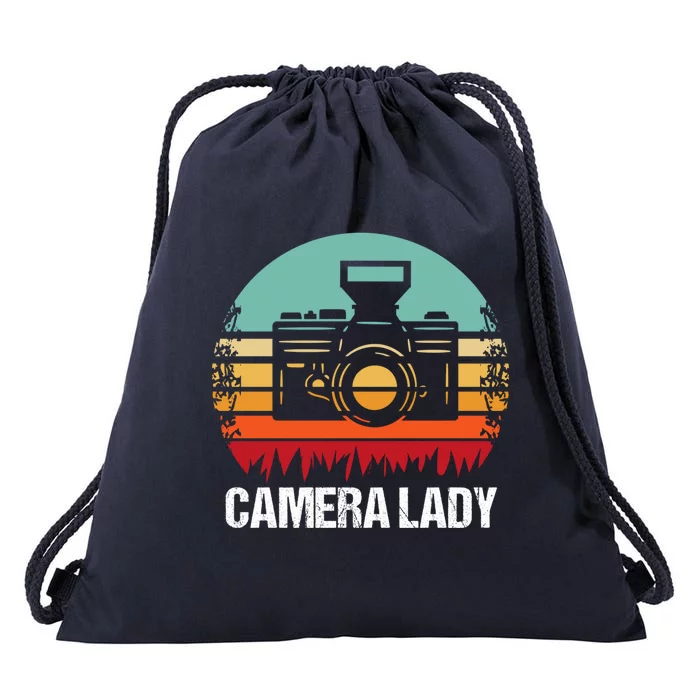 Camera Lady Photographer Gift Drawstring Bag