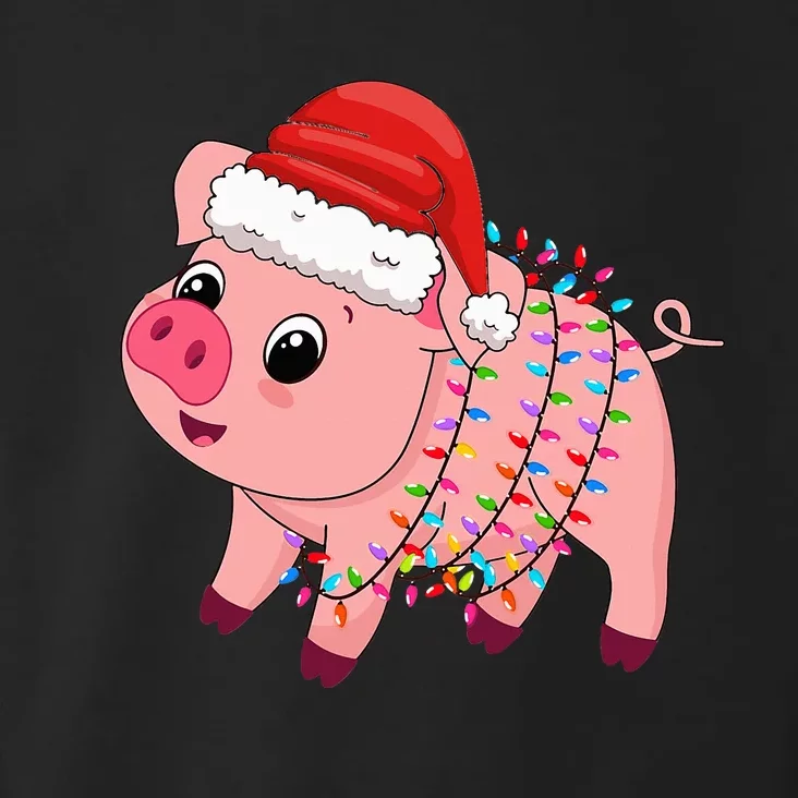 Christmas Lights Pig Wearing Xmas Hat Pig Lover Farmer Toddler Hoodie