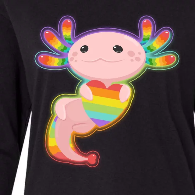 Cute LGBT Pride Axolotl Womens Cotton Relaxed Long Sleeve T-Shirt