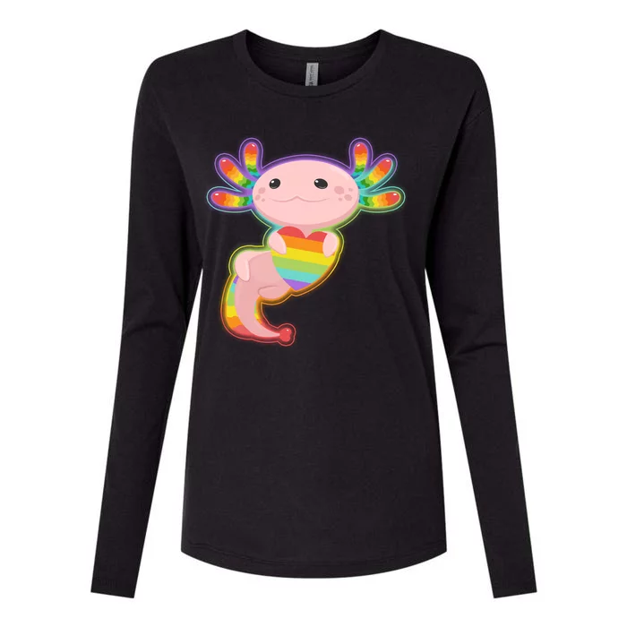 Cute LGBT Pride Axolotl Womens Cotton Relaxed Long Sleeve T-Shirt