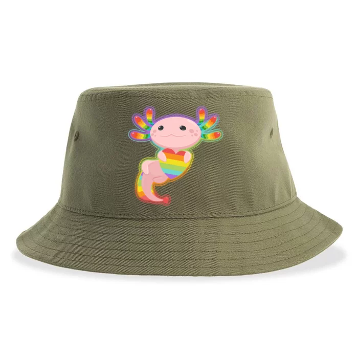 Cute LGBT Pride Axolotl Sustainable Bucket Hat