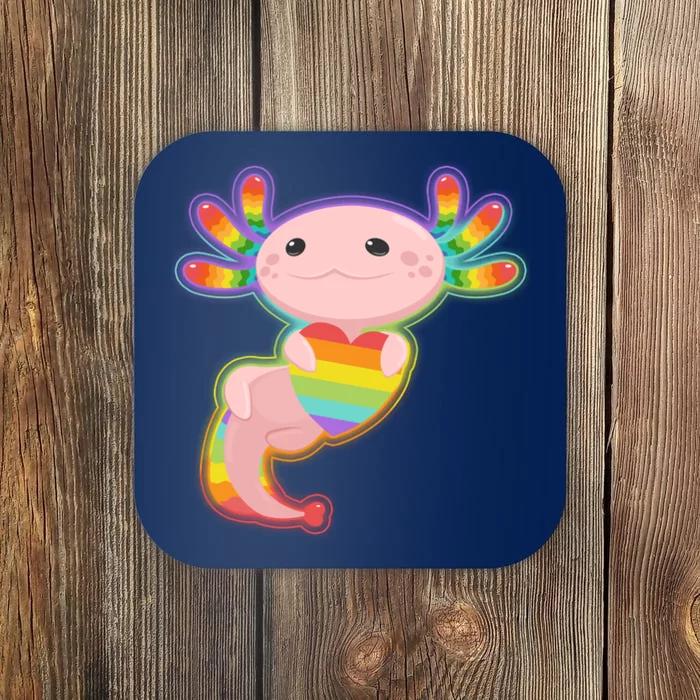 Cute LGBT Pride Axolotl Coaster