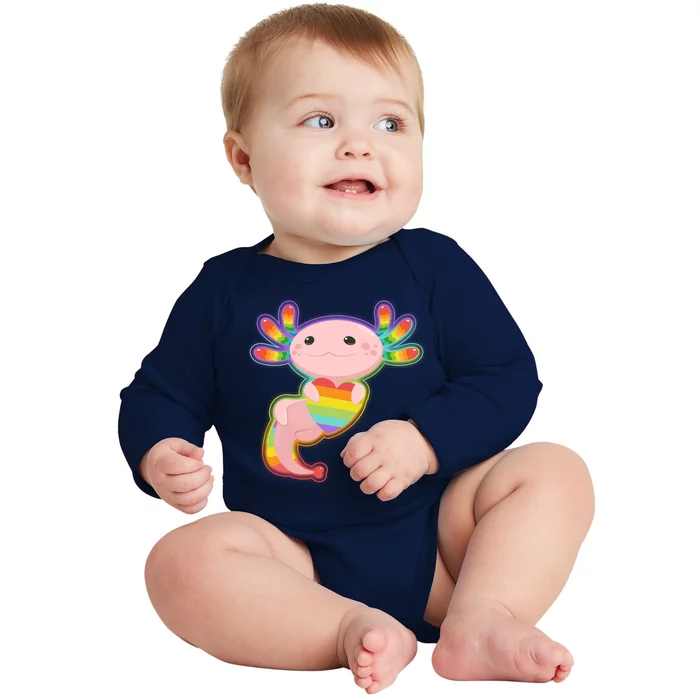 Cute LGBT Pride Axolotl Baby Long Sleeve Bodysuit