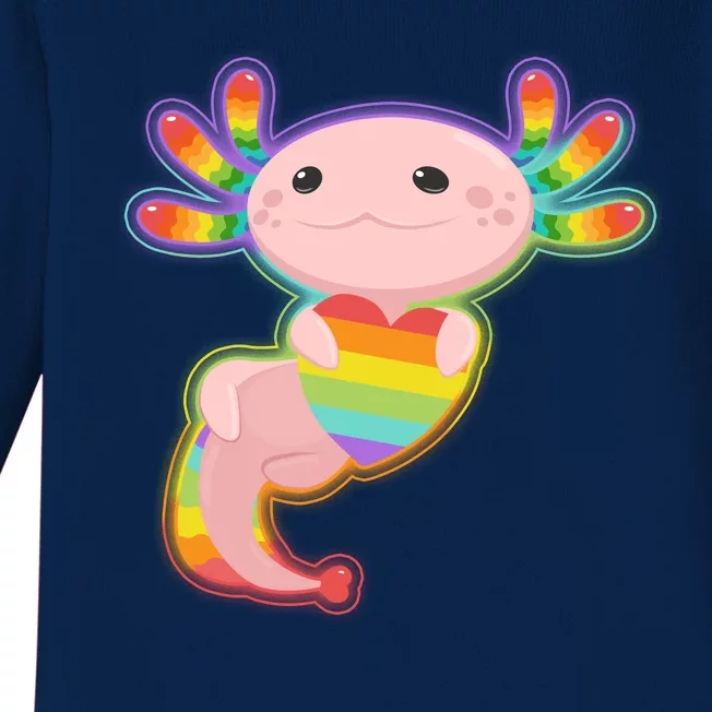 Cute LGBT Pride Axolotl Baby Long Sleeve Bodysuit