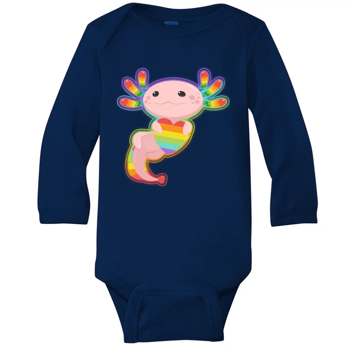 Cute LGBT Pride Axolotl Baby Long Sleeve Bodysuit