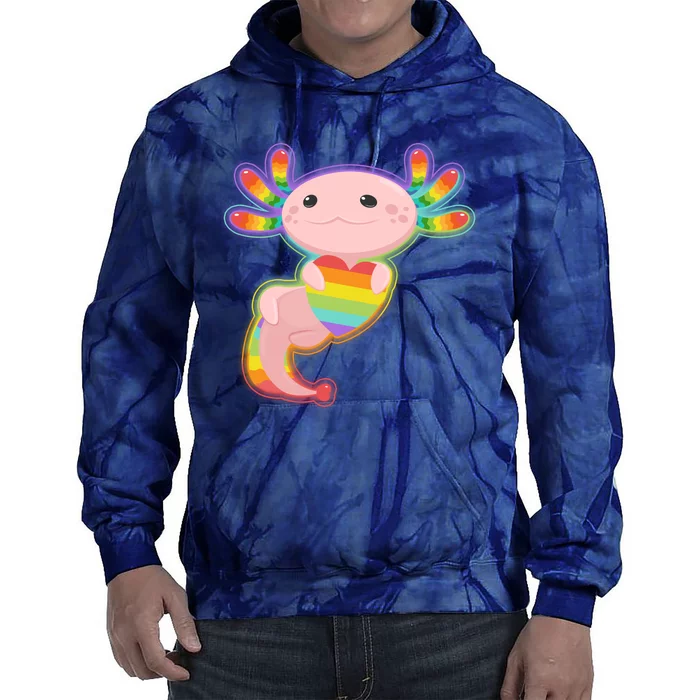 Cute LGBT Pride Axolotl Tie Dye Hoodie