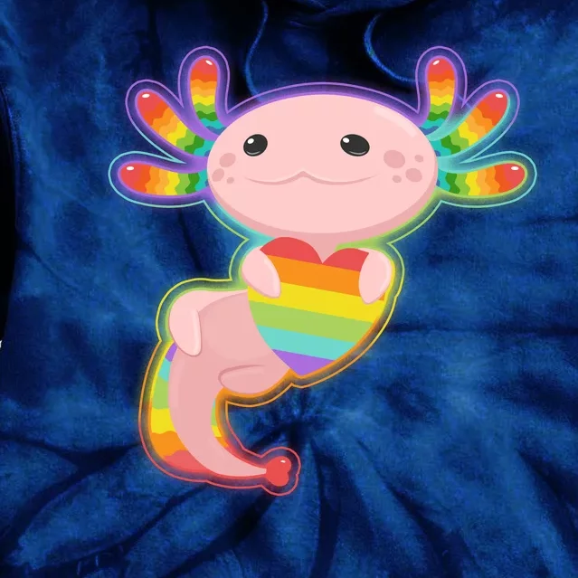 Cute LGBT Pride Axolotl Tie Dye Hoodie