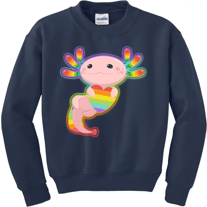 Cute LGBT Pride Axolotl Kids Sweatshirt