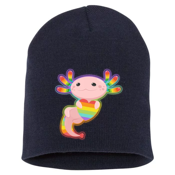 Cute LGBT Pride Axolotl Short Acrylic Beanie