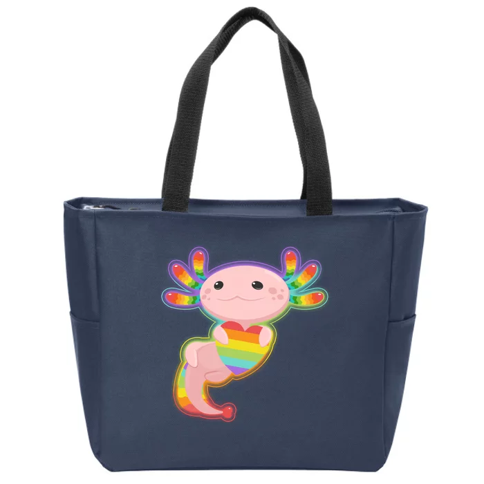 Cute LGBT Pride Axolotl Zip Tote Bag