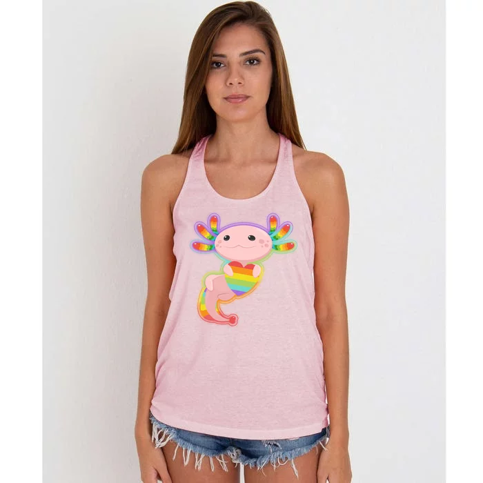 Cute LGBT Pride Axolotl Women's Knotted Racerback Tank