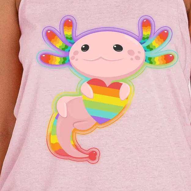 Cute LGBT Pride Axolotl Women's Knotted Racerback Tank