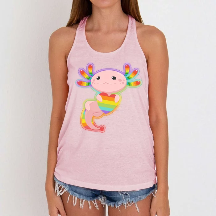 Cute LGBT Pride Axolotl Women's Knotted Racerback Tank