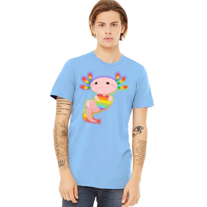 Cute LGBT Pride Axolotl Premium T-Shirt