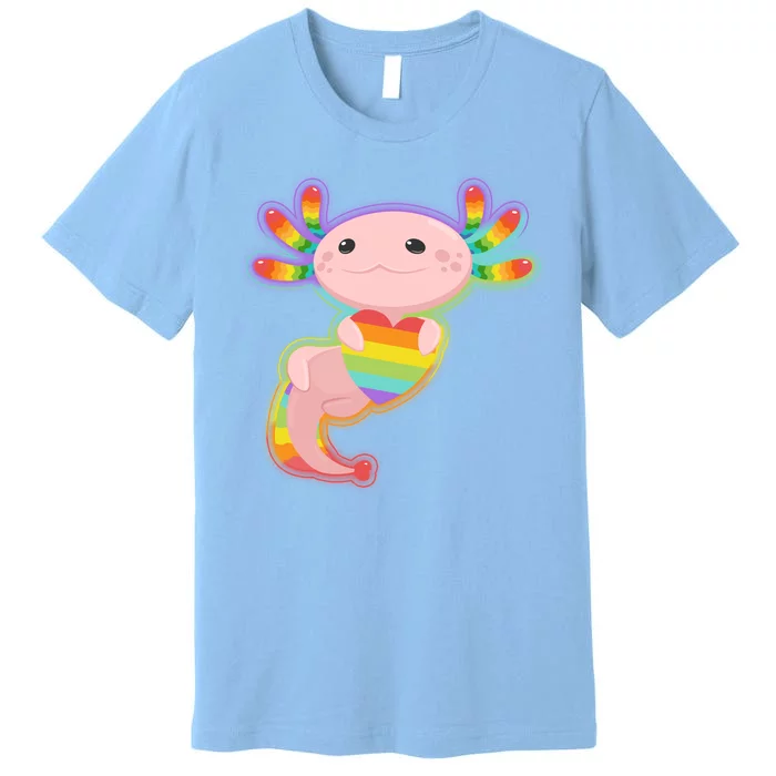 Cute LGBT Pride Axolotl Premium T-Shirt