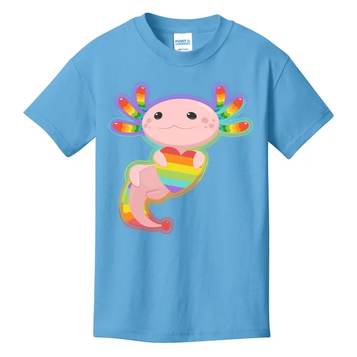 Cute LGBT Pride Axolotl Kids T-Shirt