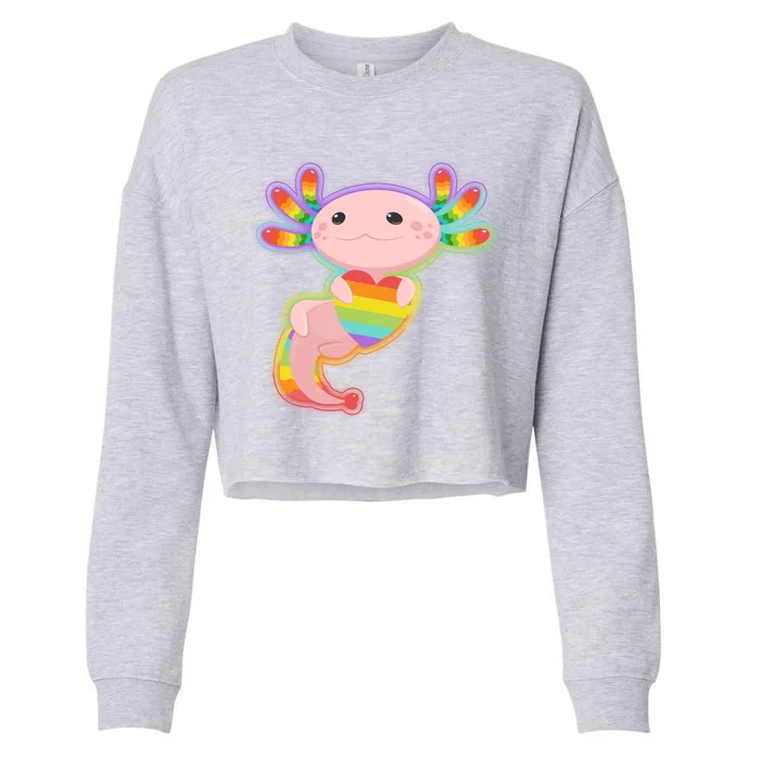 Cute LGBT Pride Axolotl Cropped Pullover Crew