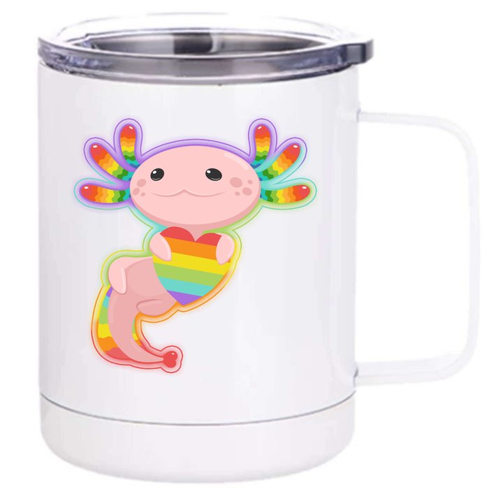 Cute LGBT Pride Axolotl Front & Back 12oz Stainless Steel Tumbler Cup